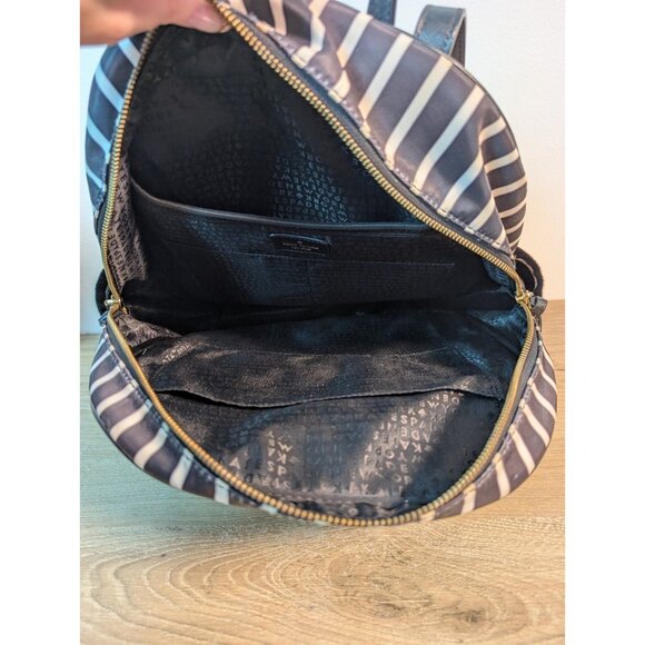 Kate Spade NY Wilson Road Bradley Black White French Stripe Backpack Purse 14" - Picture 6 of 8